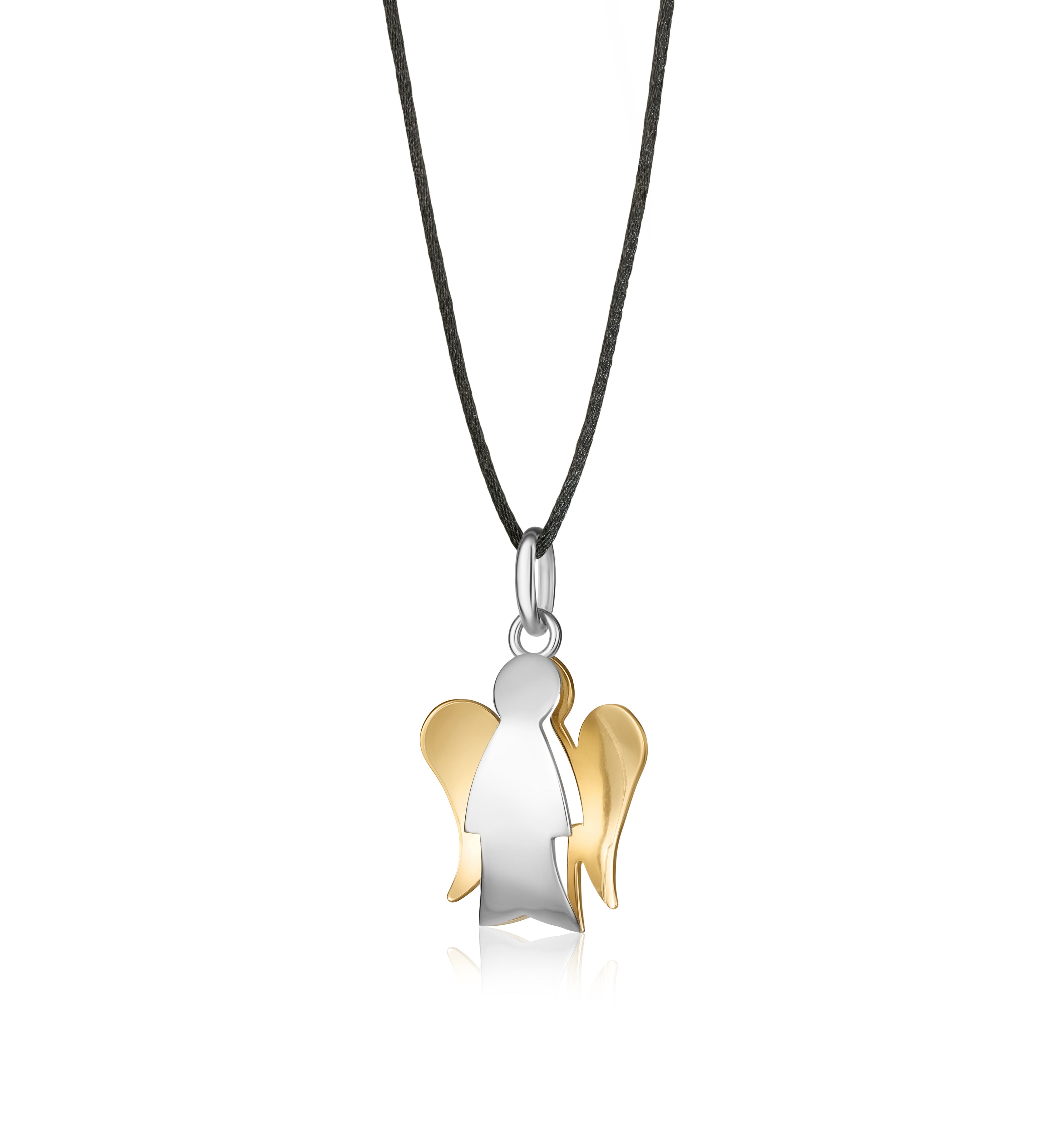 Ciondolo Angelo in Oro Bianco e Giallo