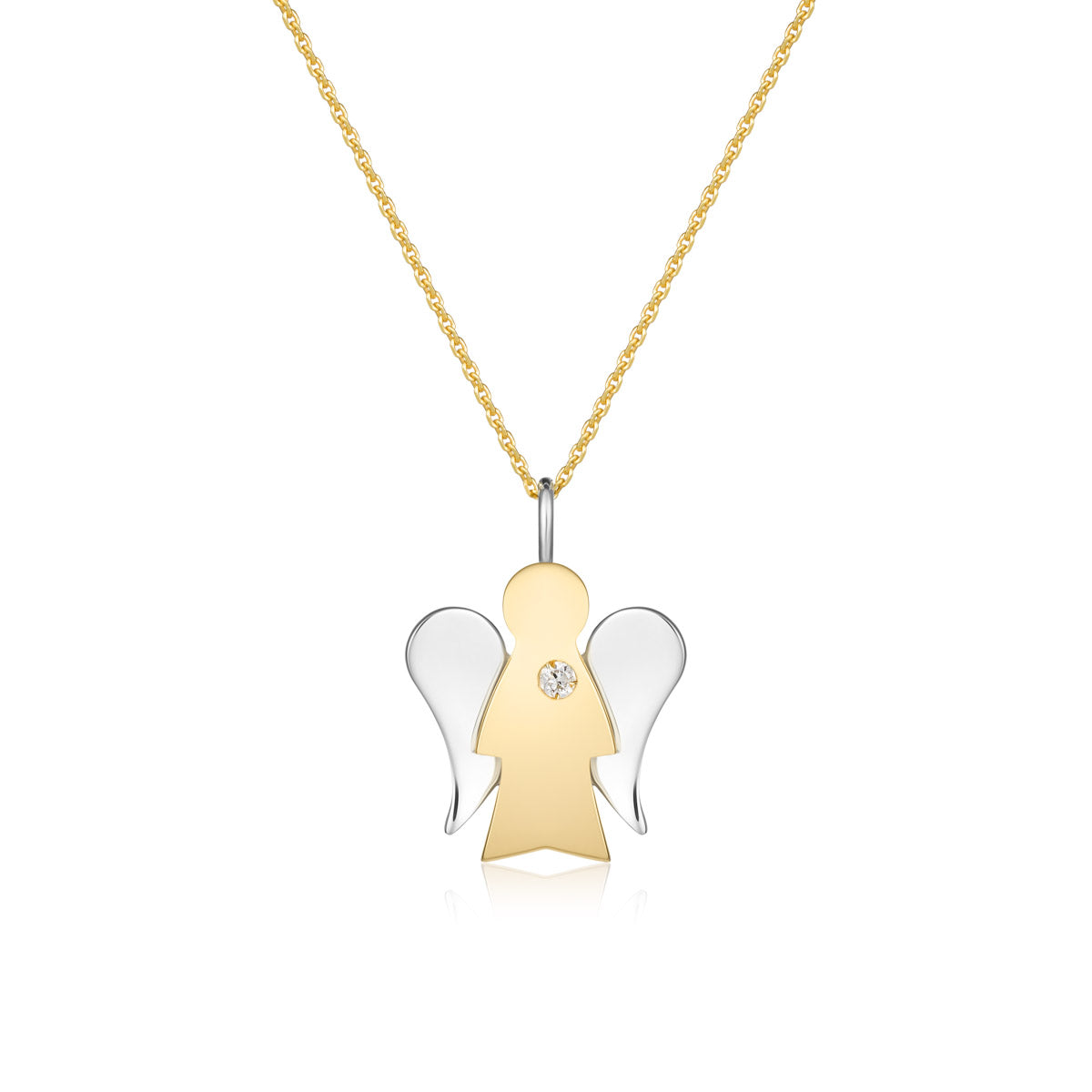 Collana con pendente angelo charm in oro e diamante