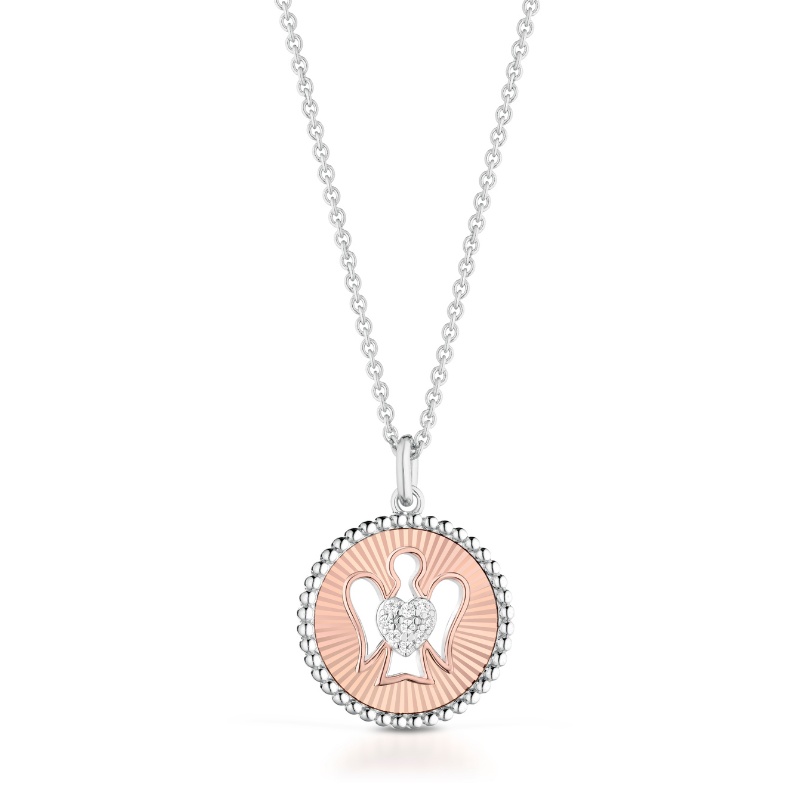 Collana angelo traforato in argento rosato