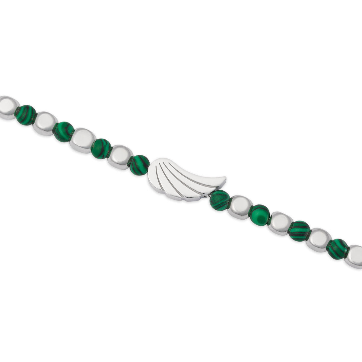 Bracciale in argento e malachite con ala