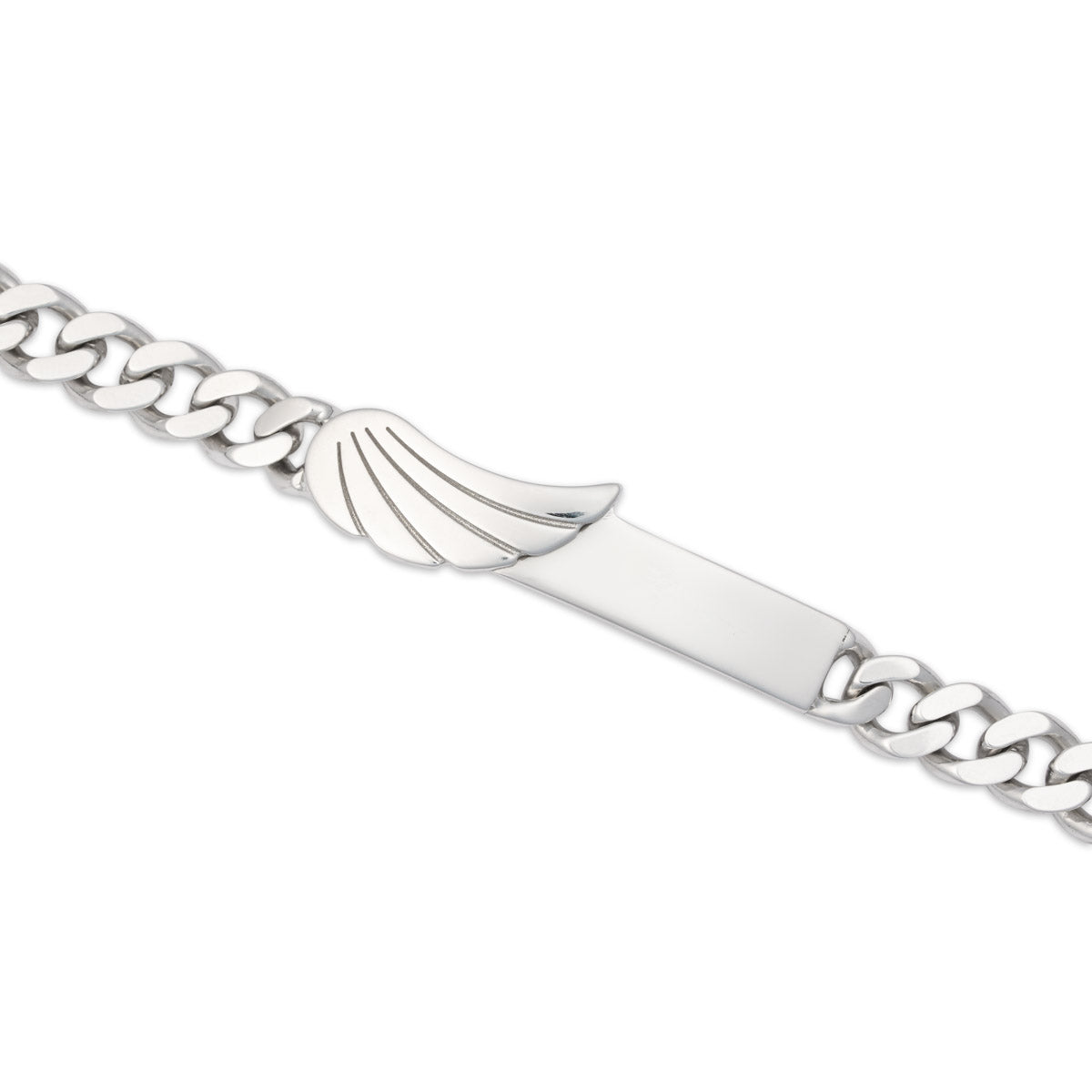 Bracciale uomo groumette in argento con targhetta