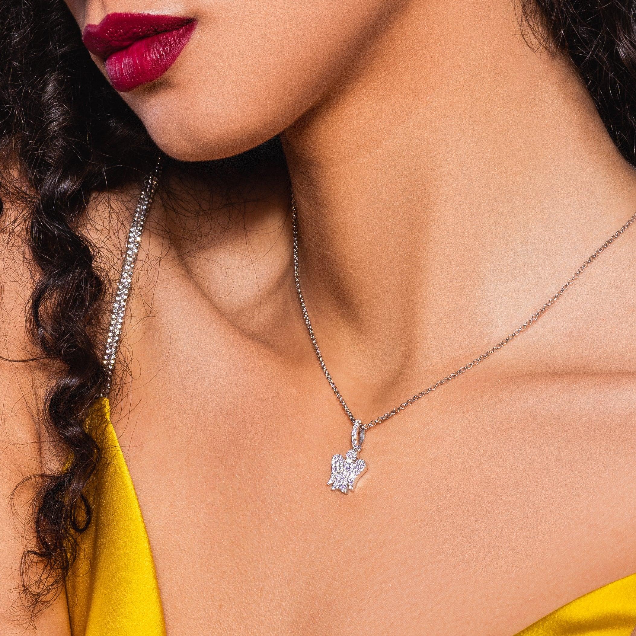 Collana con Angelo in argento e zirconi - Roberto Giannotti