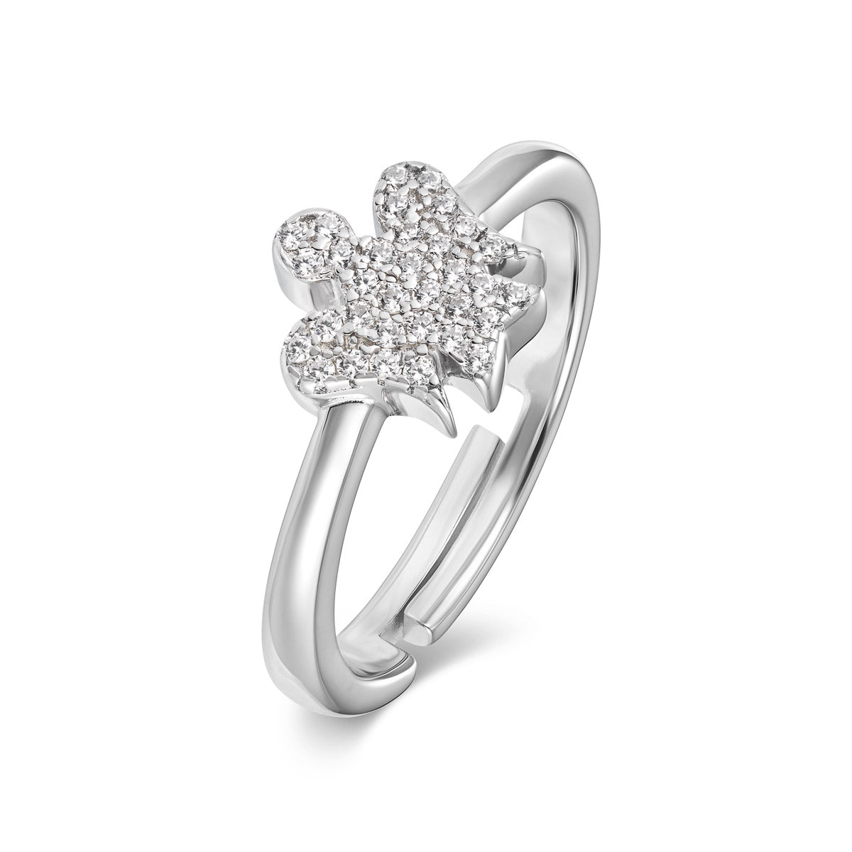 Anello con Angelo in Argento e Zirconi