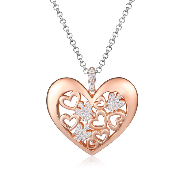Necklace with Angels and Hearts in Silver