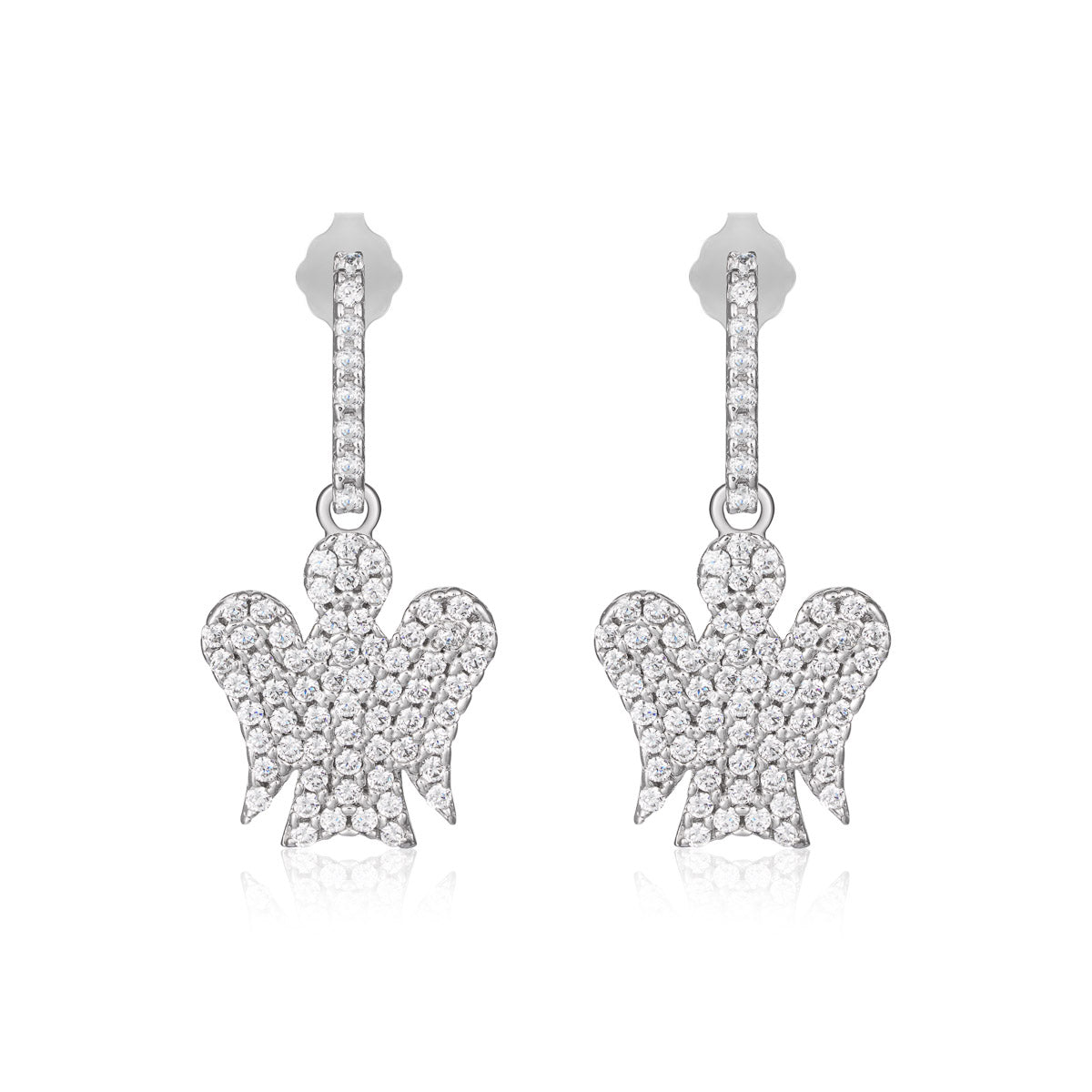 Petit Moments - Orecchini Glamour Appariscenti Color Argento Con Cuore In Strass