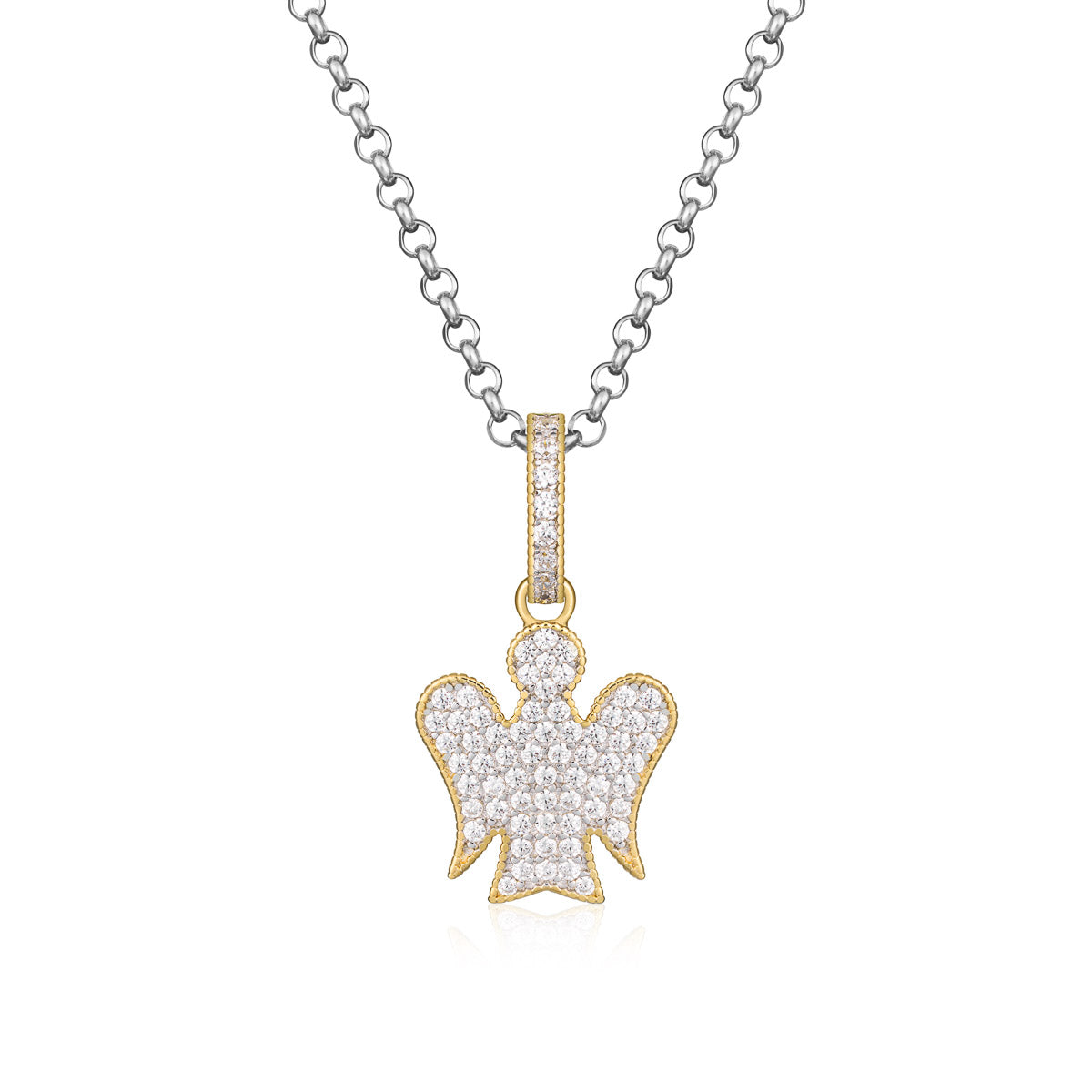 Collana con Angelo in argento e zirconi