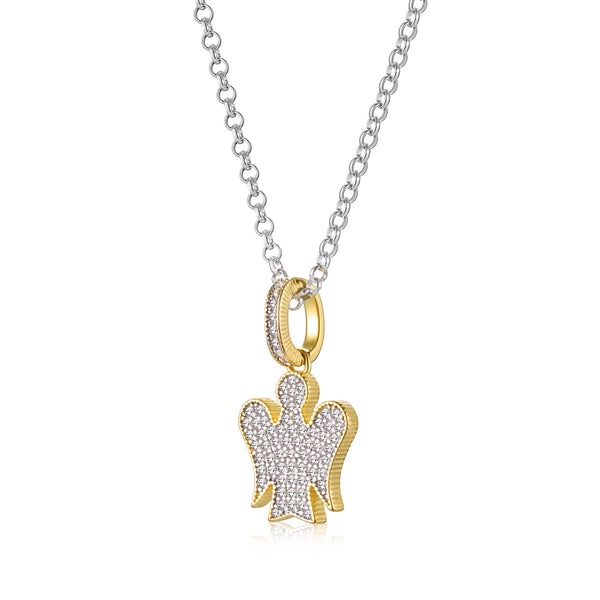 Necklace with Angel in silver and zircons