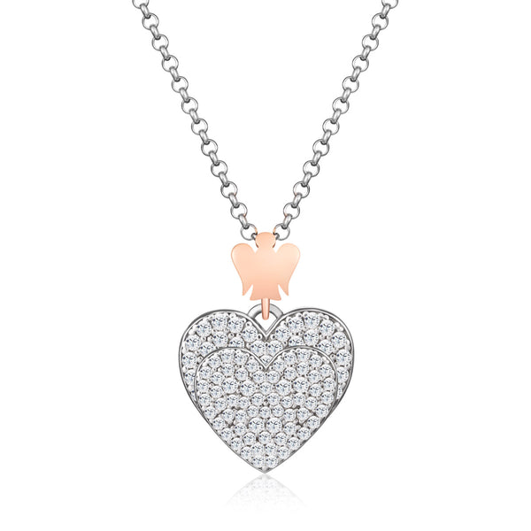 Double heart pendant necklace