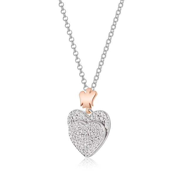Double heart pendant necklace