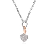 Necklace with ring closure, heart charm and angel