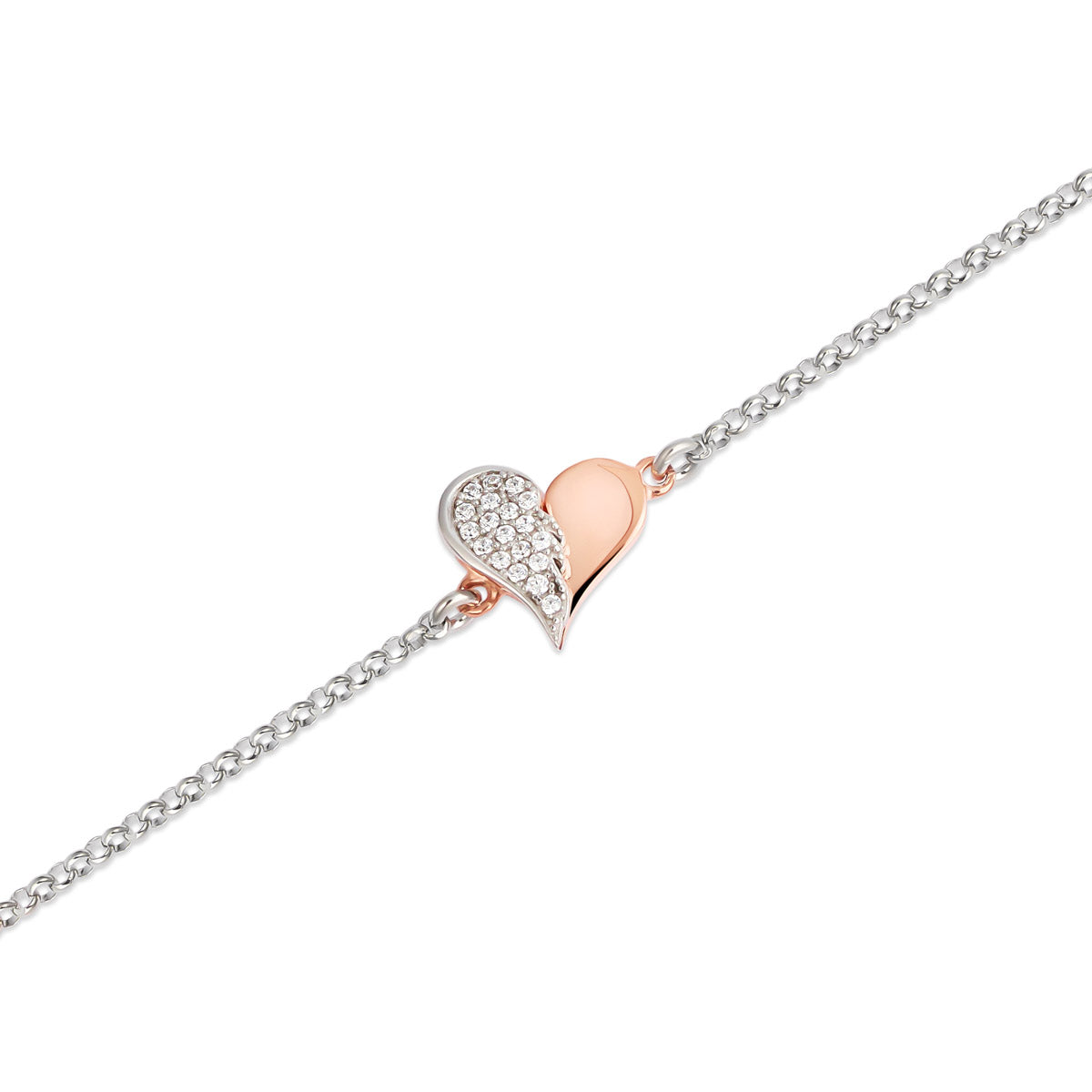 Bracciale con cuore e ala