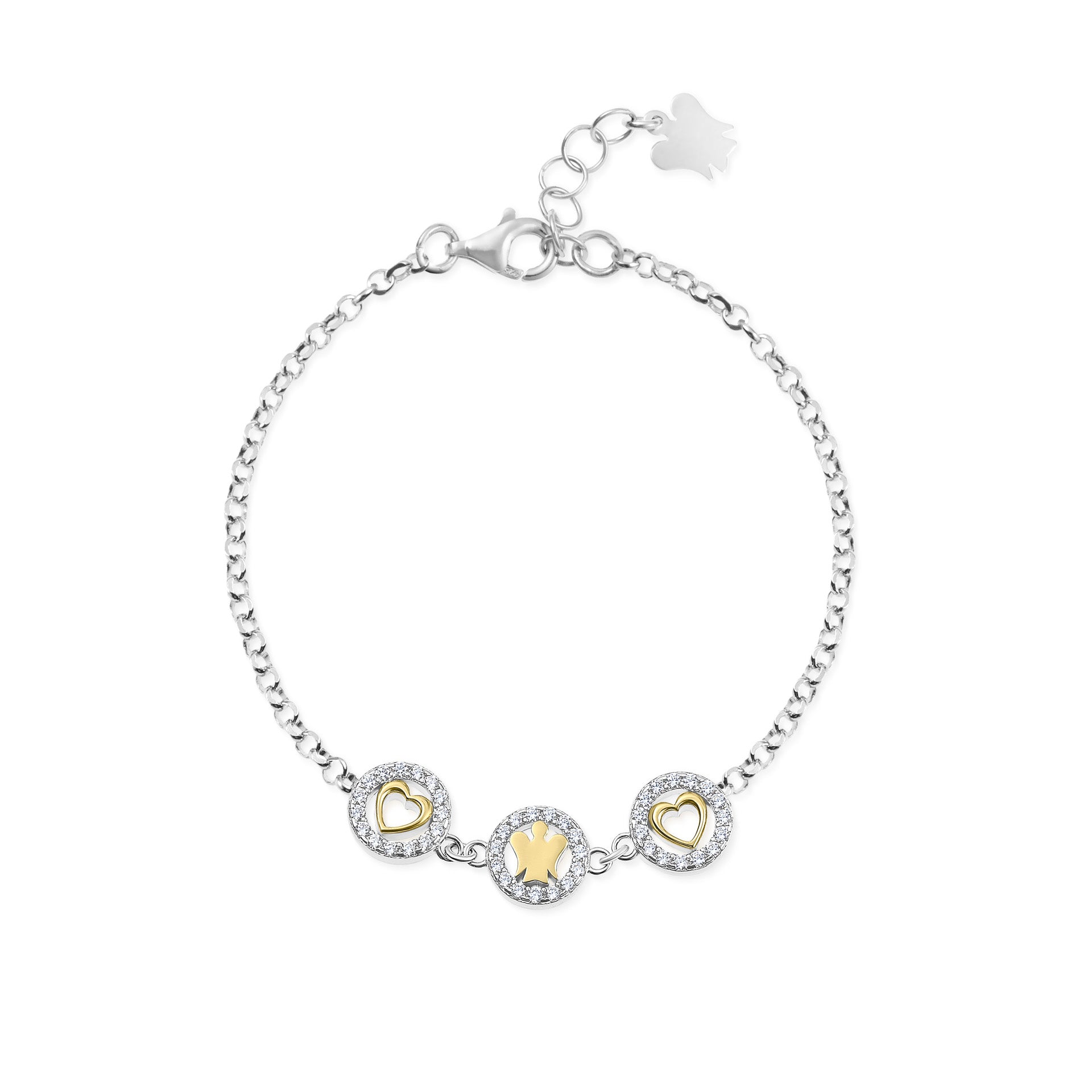 Bracciale Angeli e Cuori Dorati con Zirconi