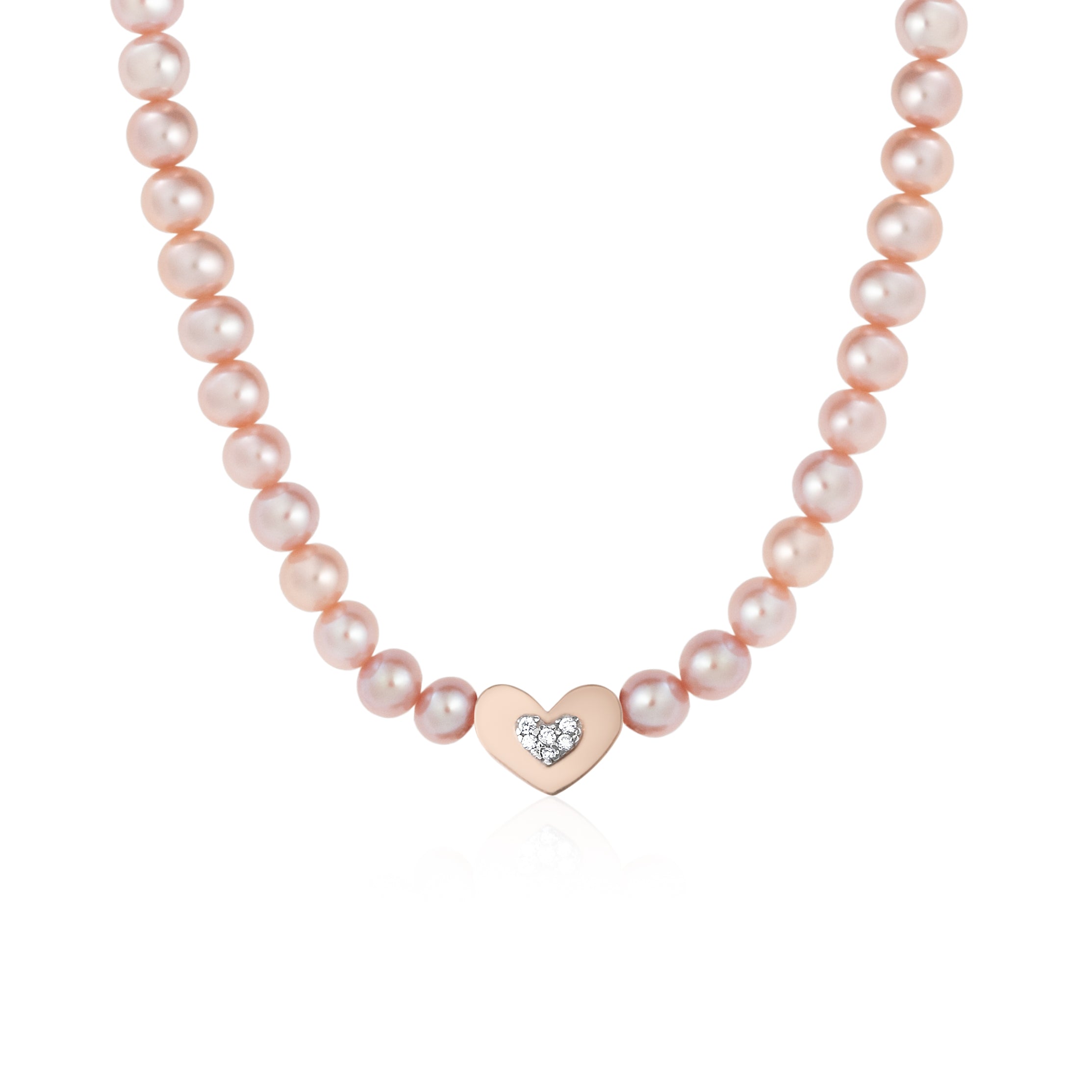 Collana di Perle Rosa con Cuore