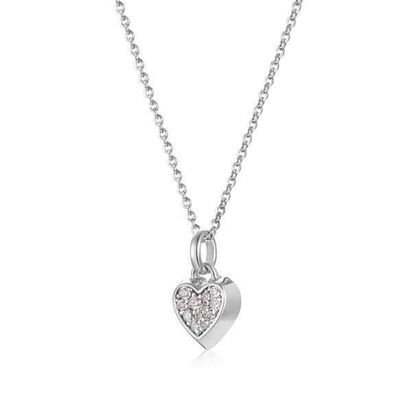 Heart necklace in white gold and diamonds