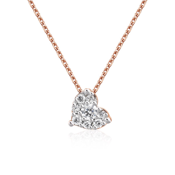 Rose gold necklace with diamond heart
