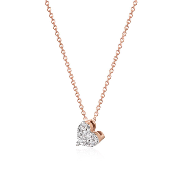 Rose gold necklace with diamond heart