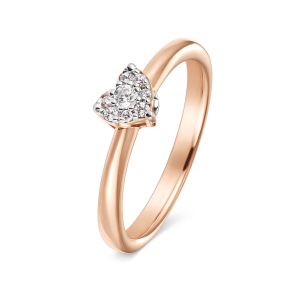 Rose gold diamond heart ring
