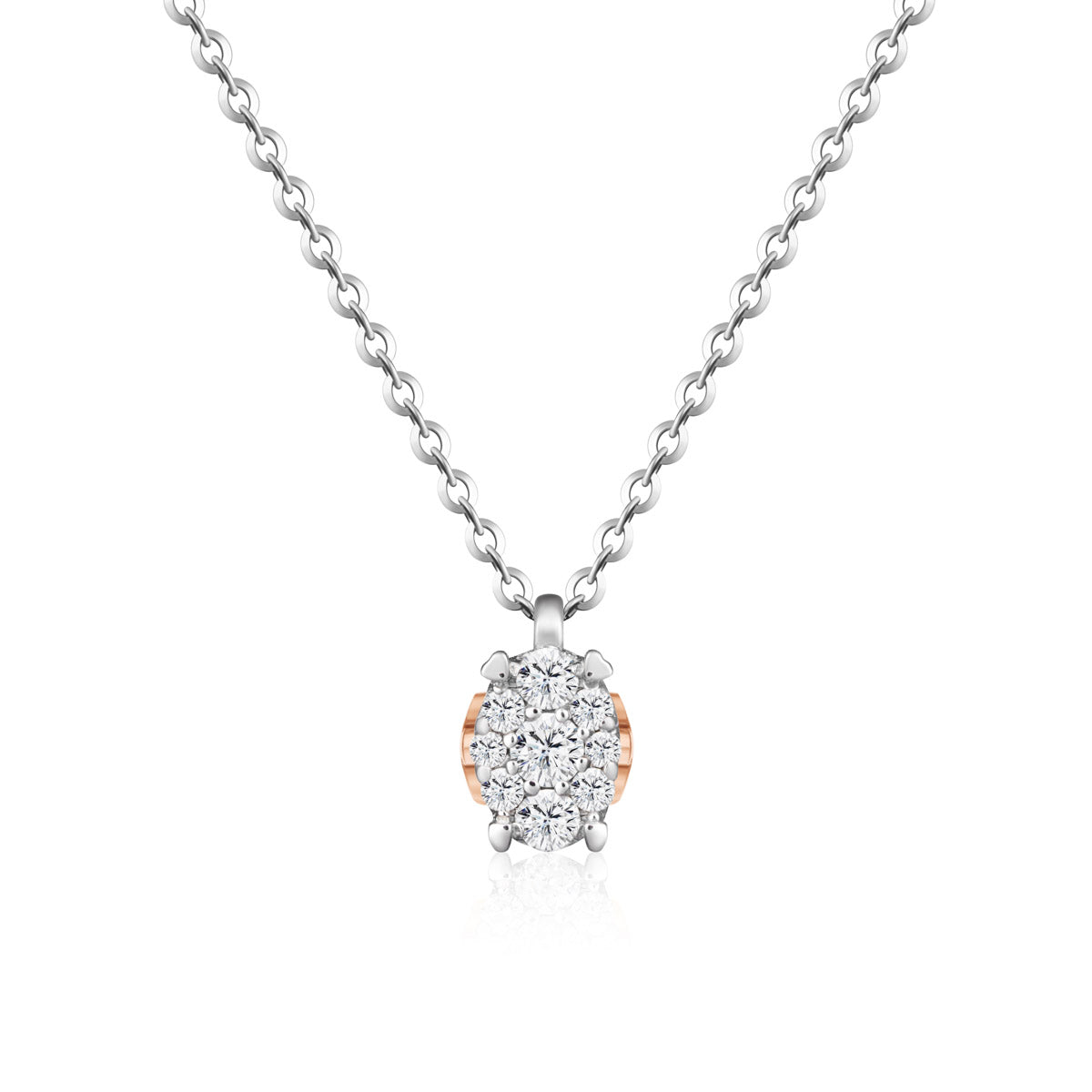 Girocollo in oro bianco con ovale di diamanti