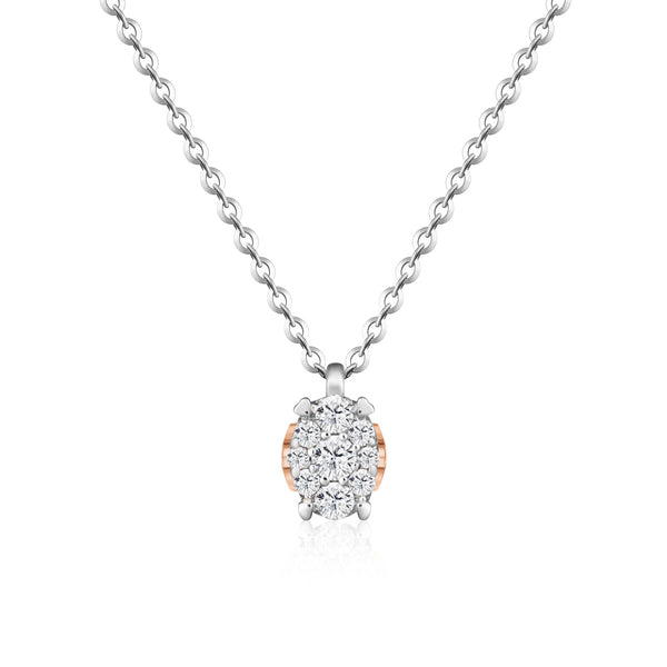 White gold necklace with diamond oval