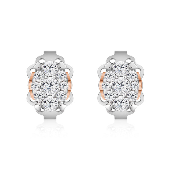 White gold earrings with diamond oval