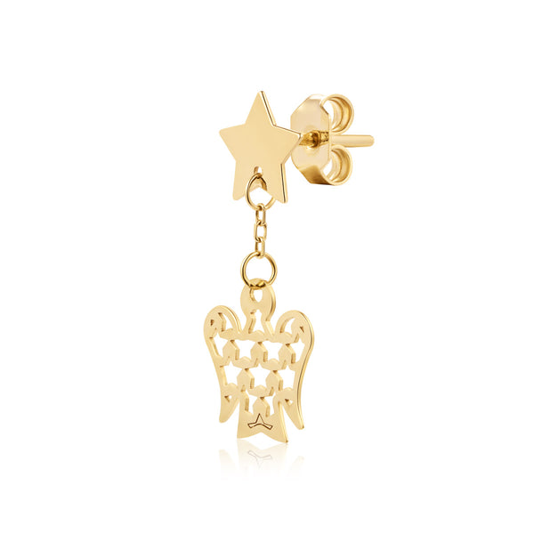 Earrings with Angels and Stars in Gold