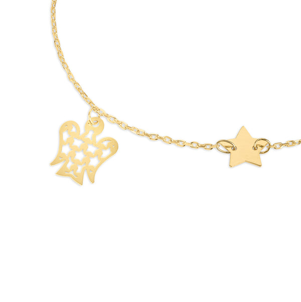 Bracelet with Angel and Star in Gold