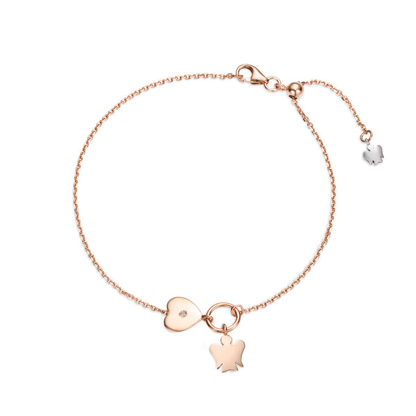 Rose gold bracelet with angel and diamond