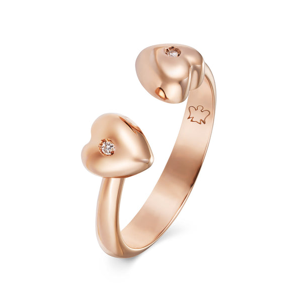 Contrarié ring in rose gold with hearts and diamonds