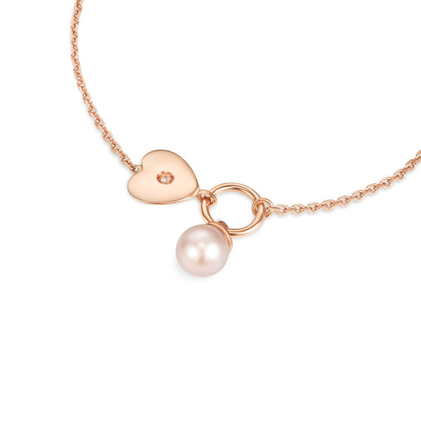Rose gold bracelet with pearl and diamond
