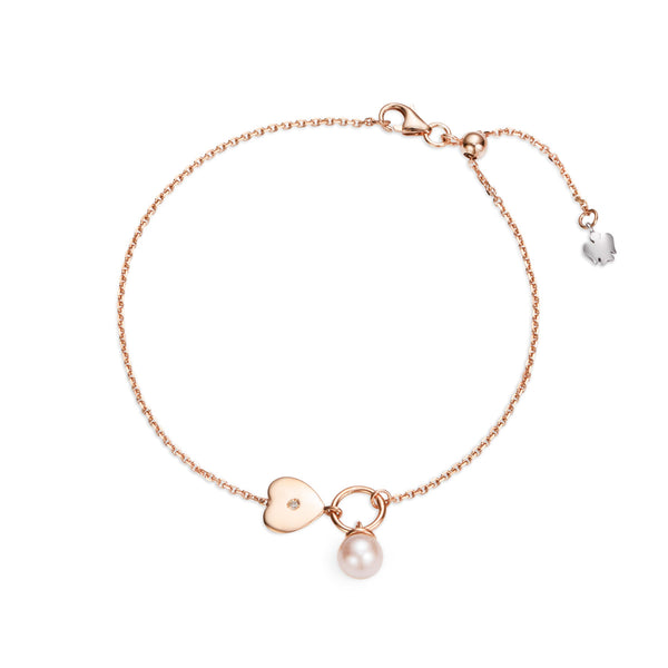 Rose gold bracelet with pearl and diamond