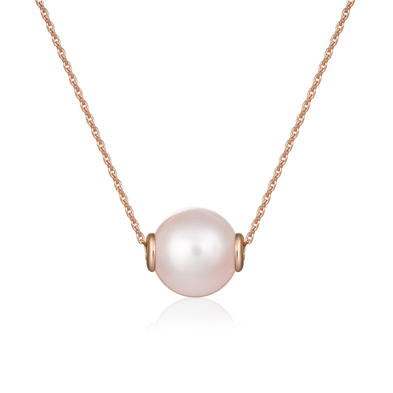Rose gold necklace with pink passing pearl