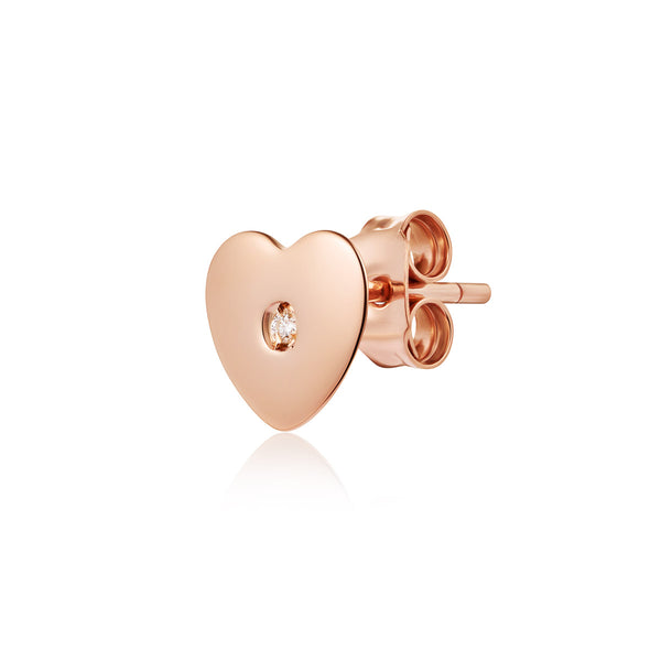 Rose gold single earring with heart