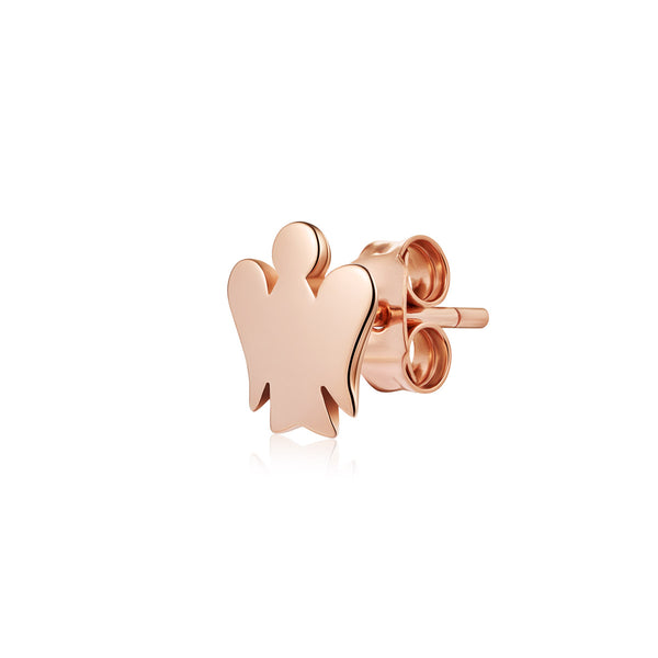 Rose gold single earring with angel