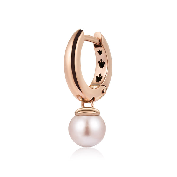 Rose gold single earring with pearl charm