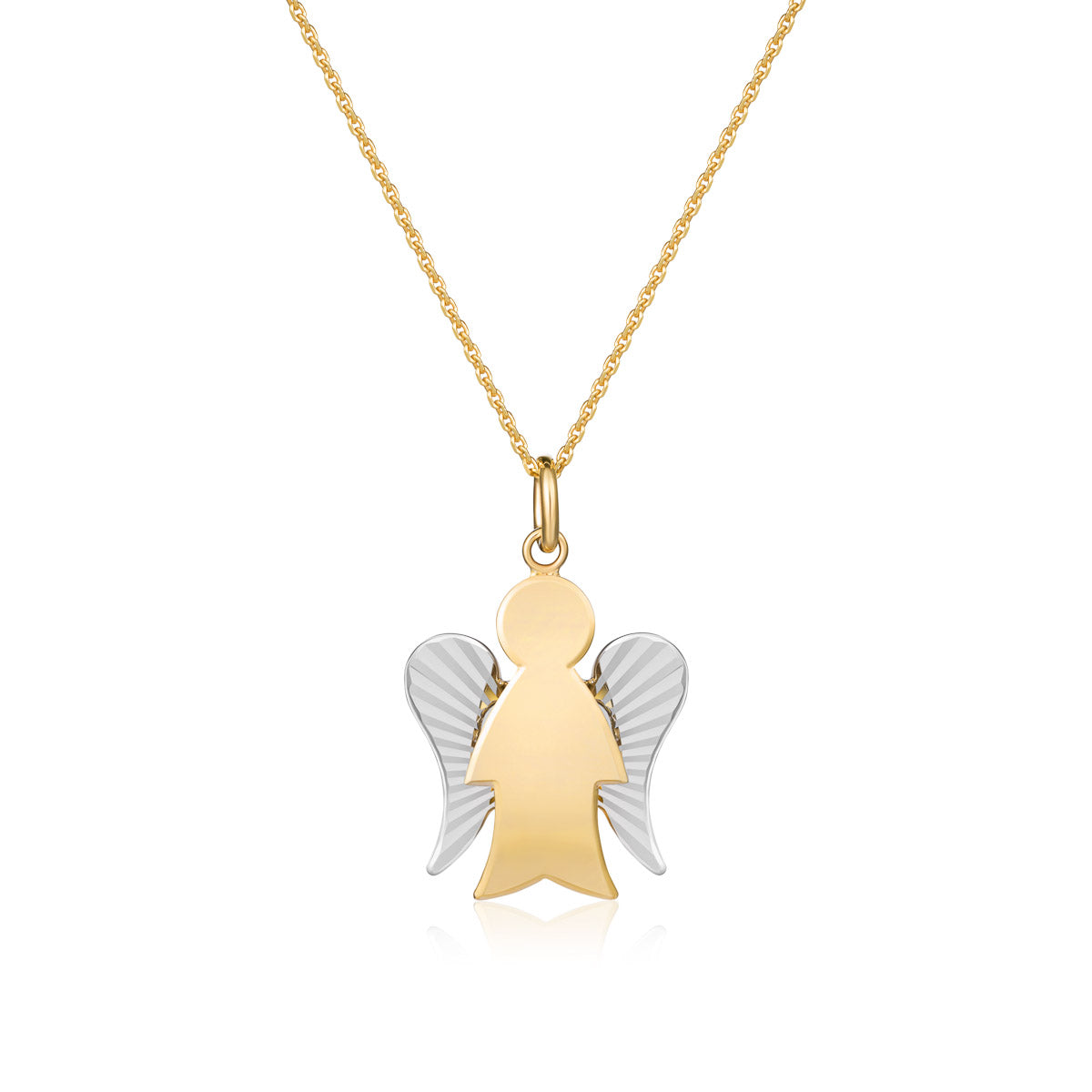 Collana con Angelo in oro giallo e ali diamantate