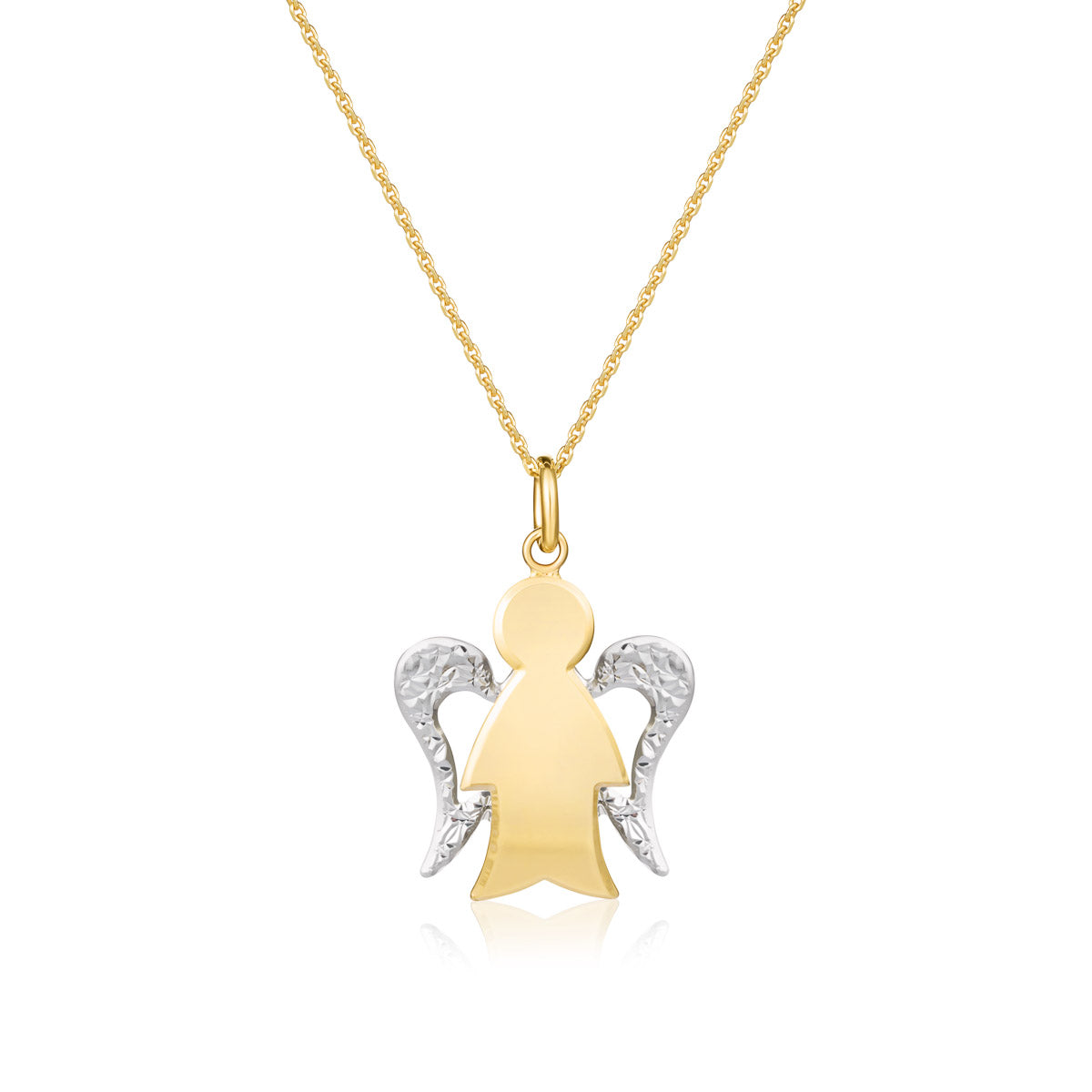 Collana con Angelo in oro e ali diamantate