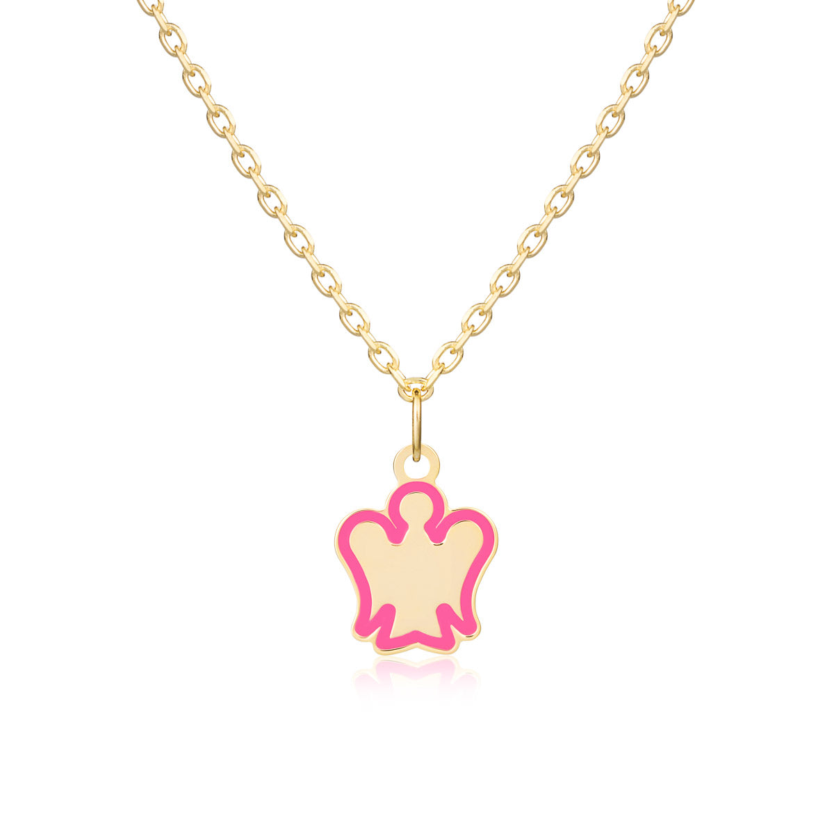 Collana oro bambina con angelo rosa