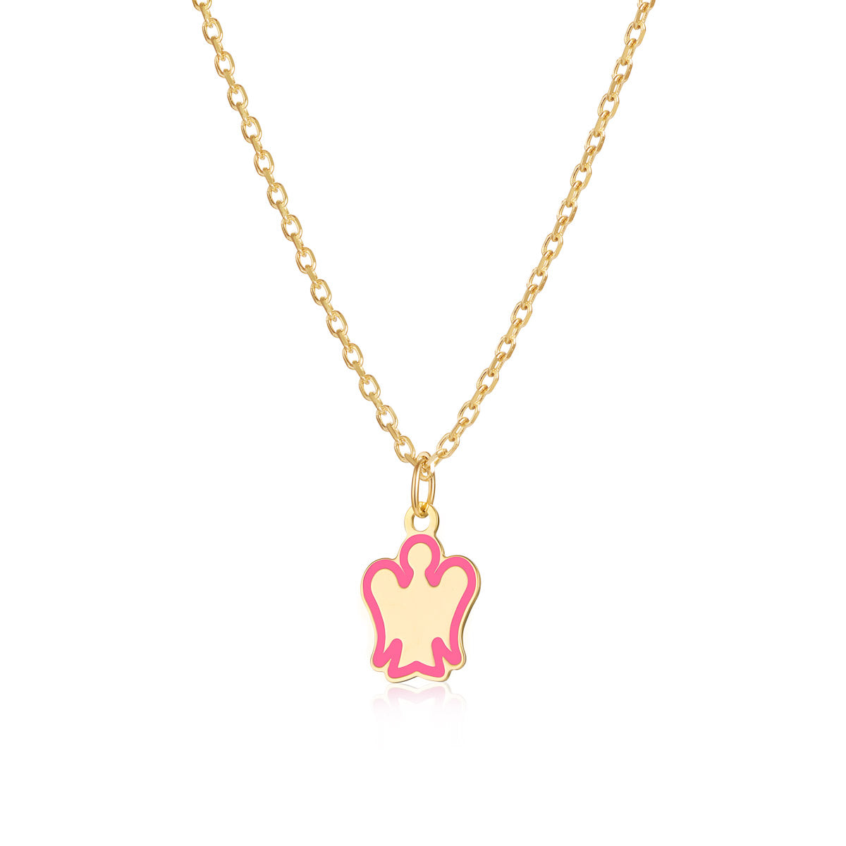 Collana oro bambina con angelo rosa