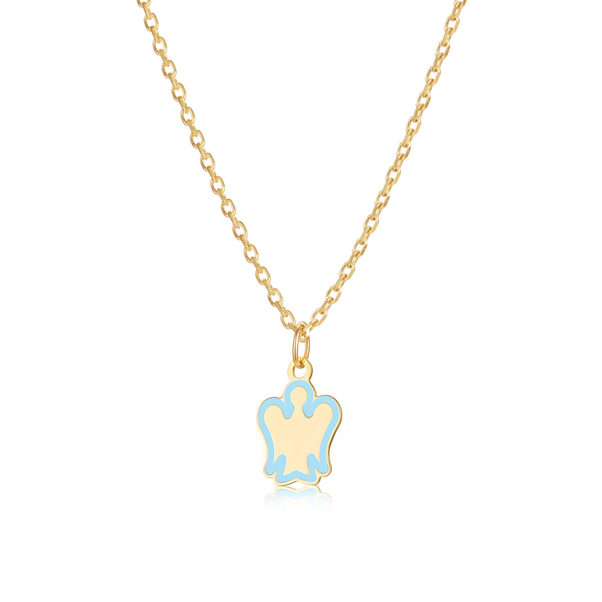 Collana oro bambino con angelo azzurro