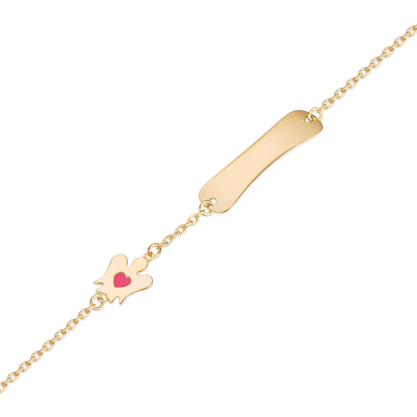 Gold bracelet for girls with tag and angel