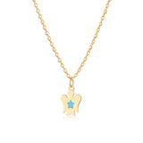 Gold child necklace with angel and blue star