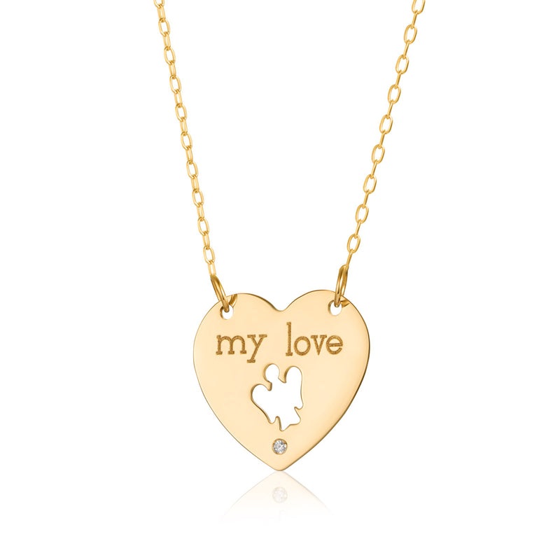 Heart-shaped tag "My love..."