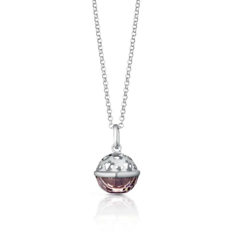 Collana con Chiama Angeli in Argento e Swarovski antique pink