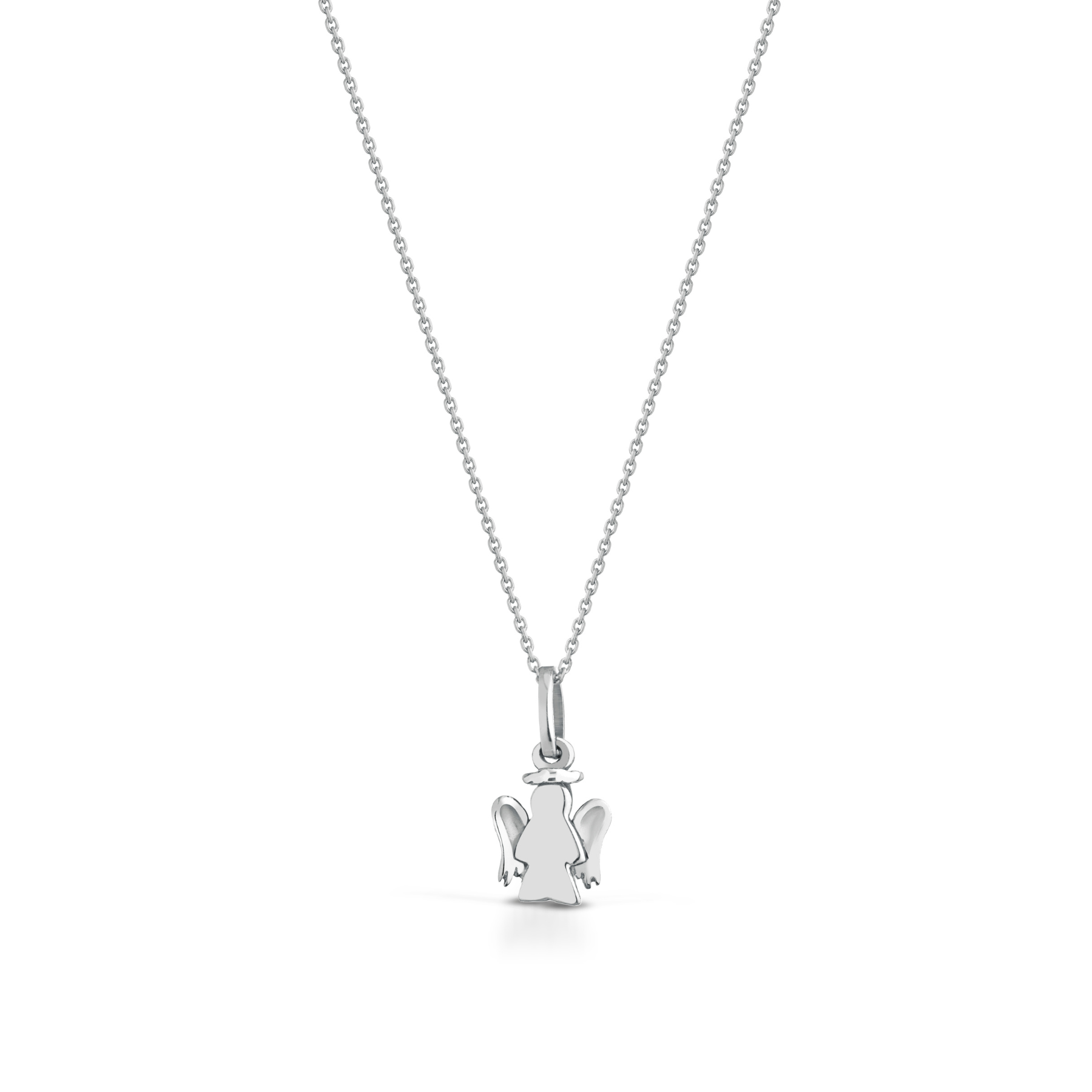 Collana con angelo oro bianco