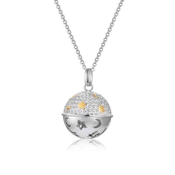 Necklace Calls Angels In White And Yellow Silver And Zirconia
