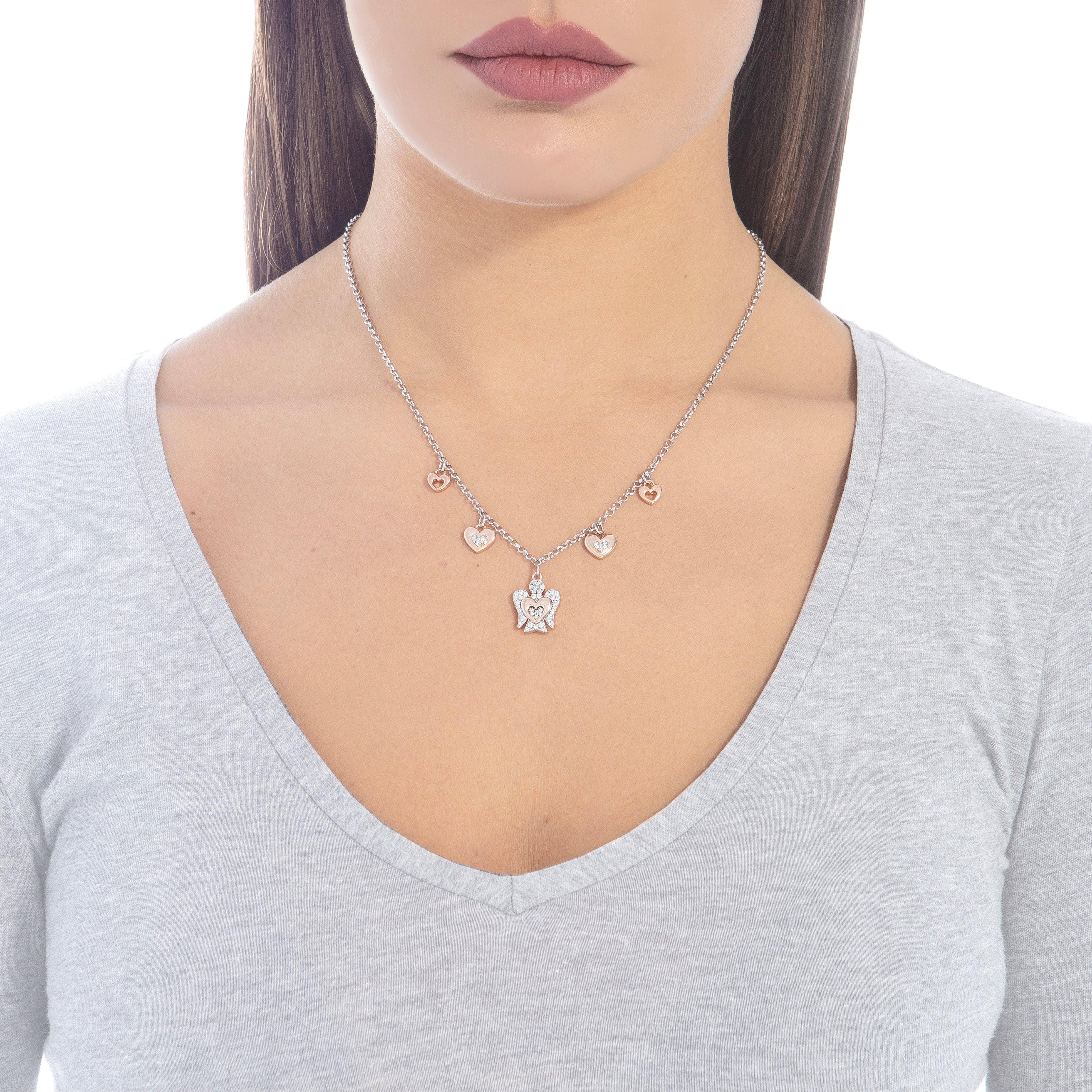 Collana con Angelo E Cuori in Argento - Roberto Giannotti