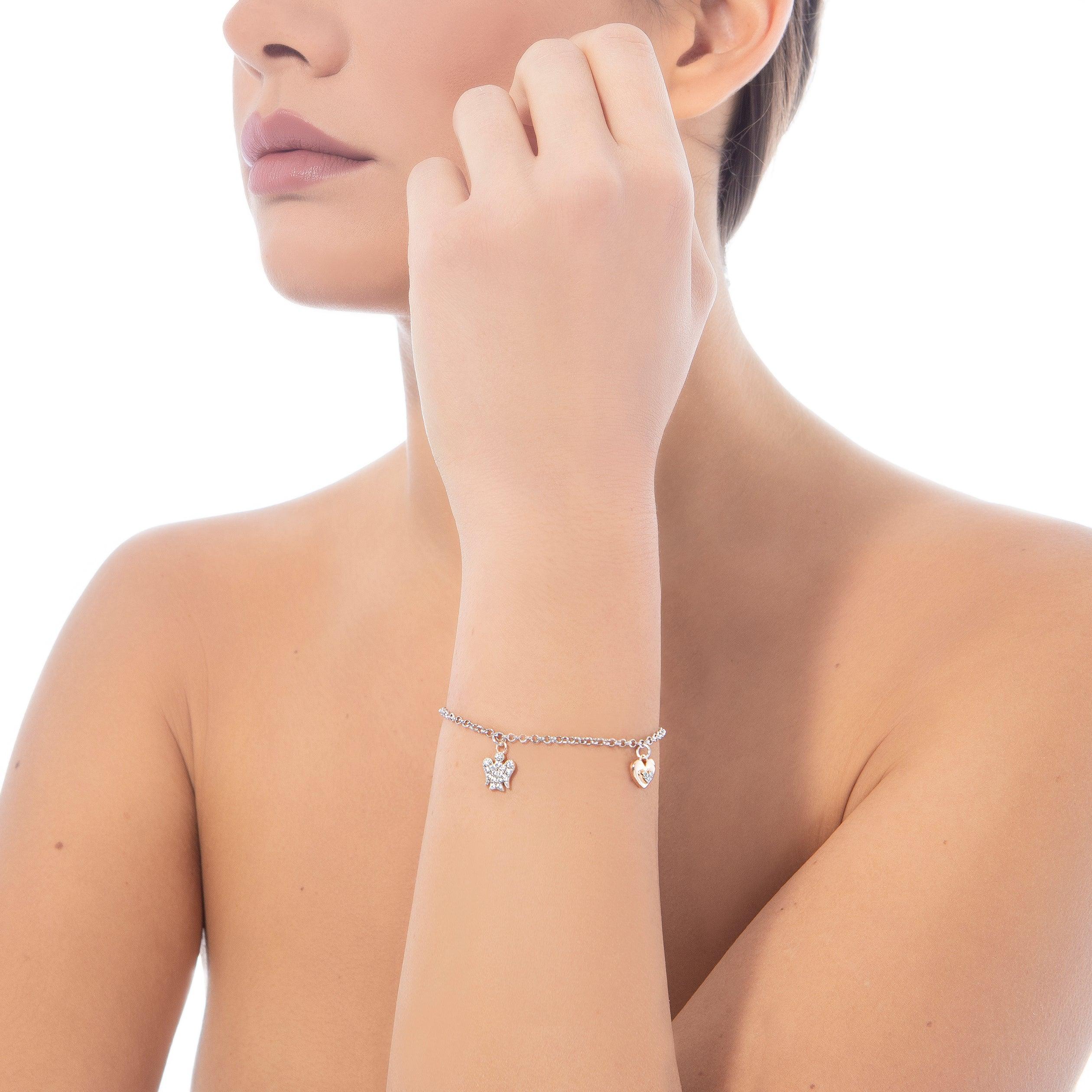 Bracciale con Angeli e Cuori in Argento - Roberto Giannotti