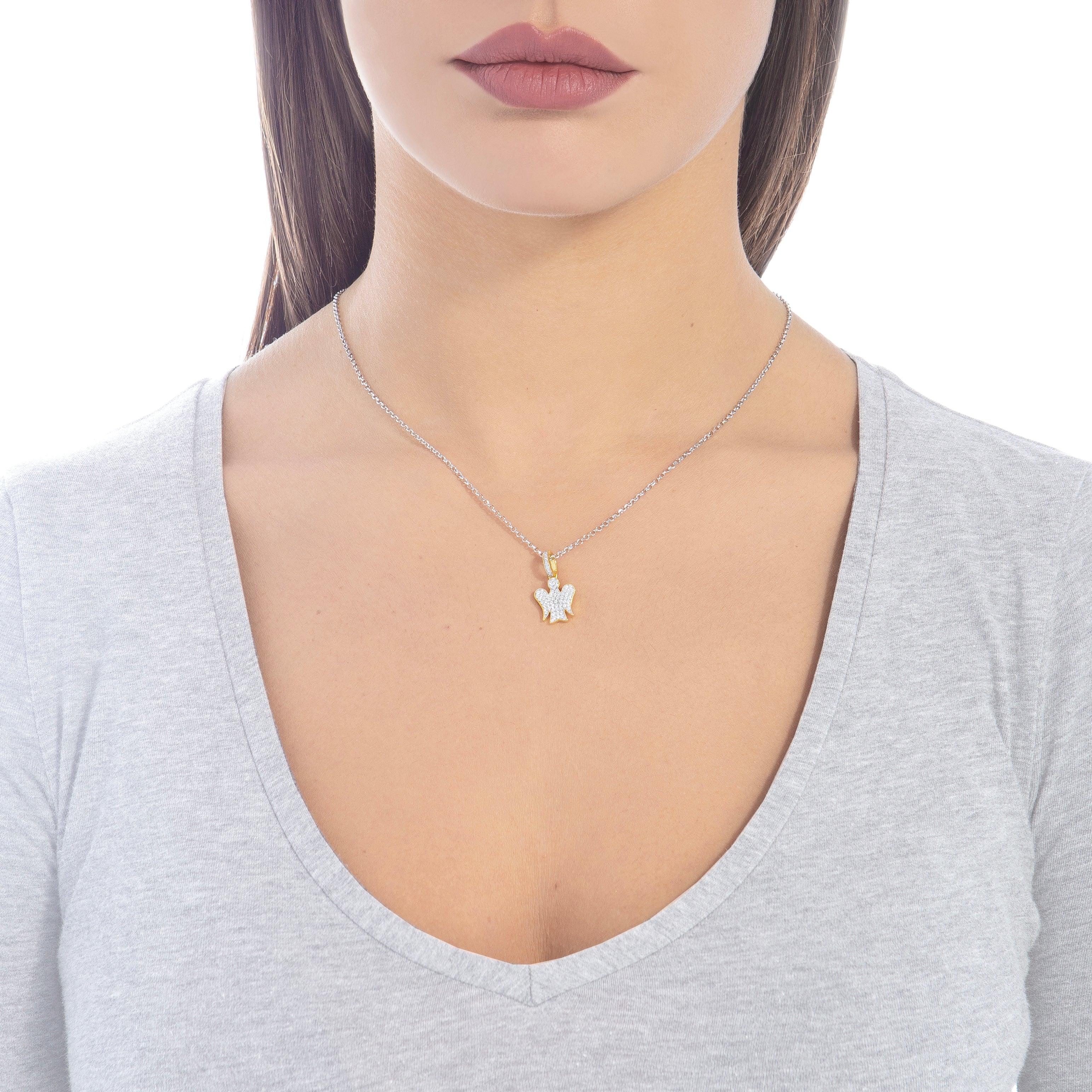 Collana con Angelo in argento e zirconi - Roberto Giannotti