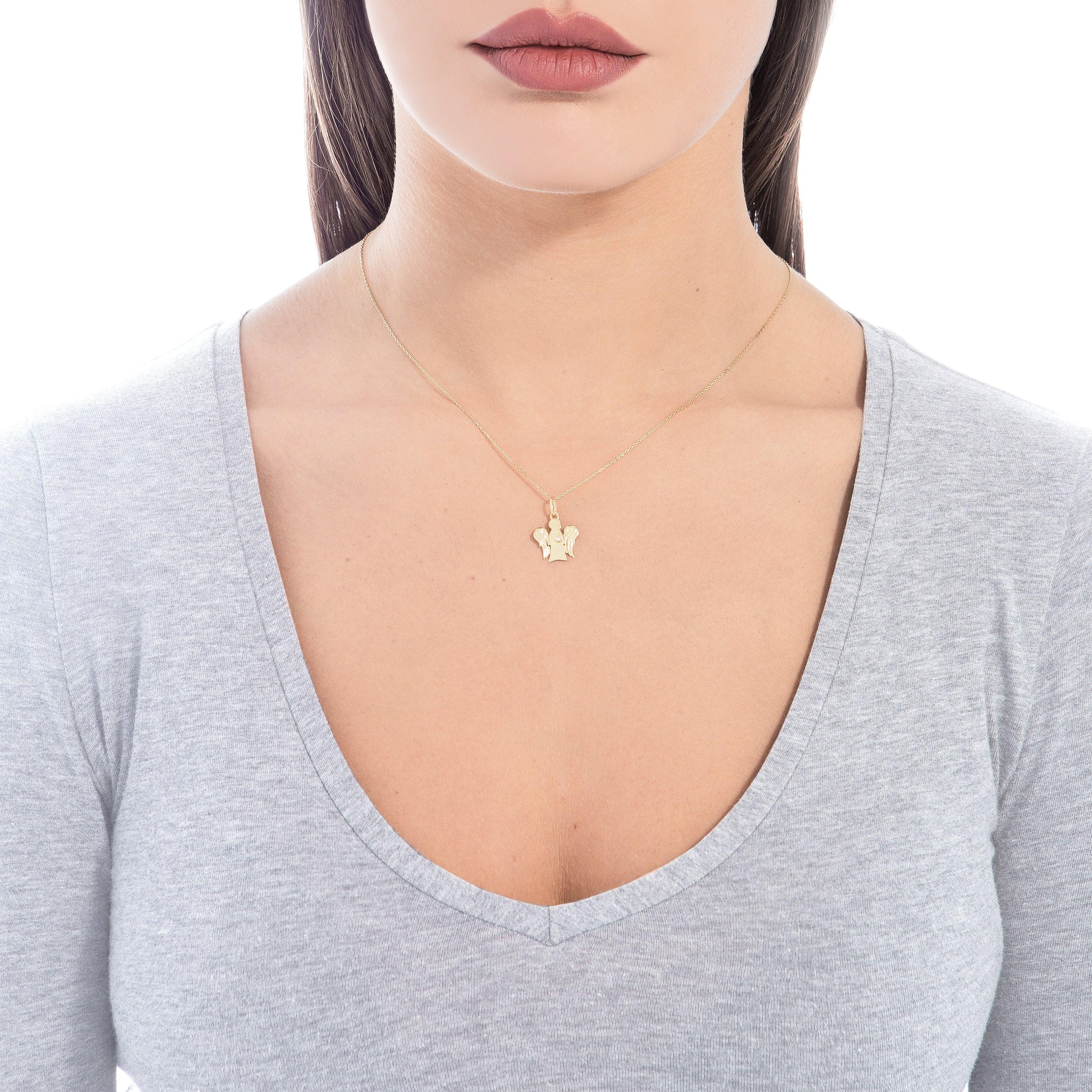 Collana Con Angelo In Oro Giallo e Diamante - Roberto Giannotti