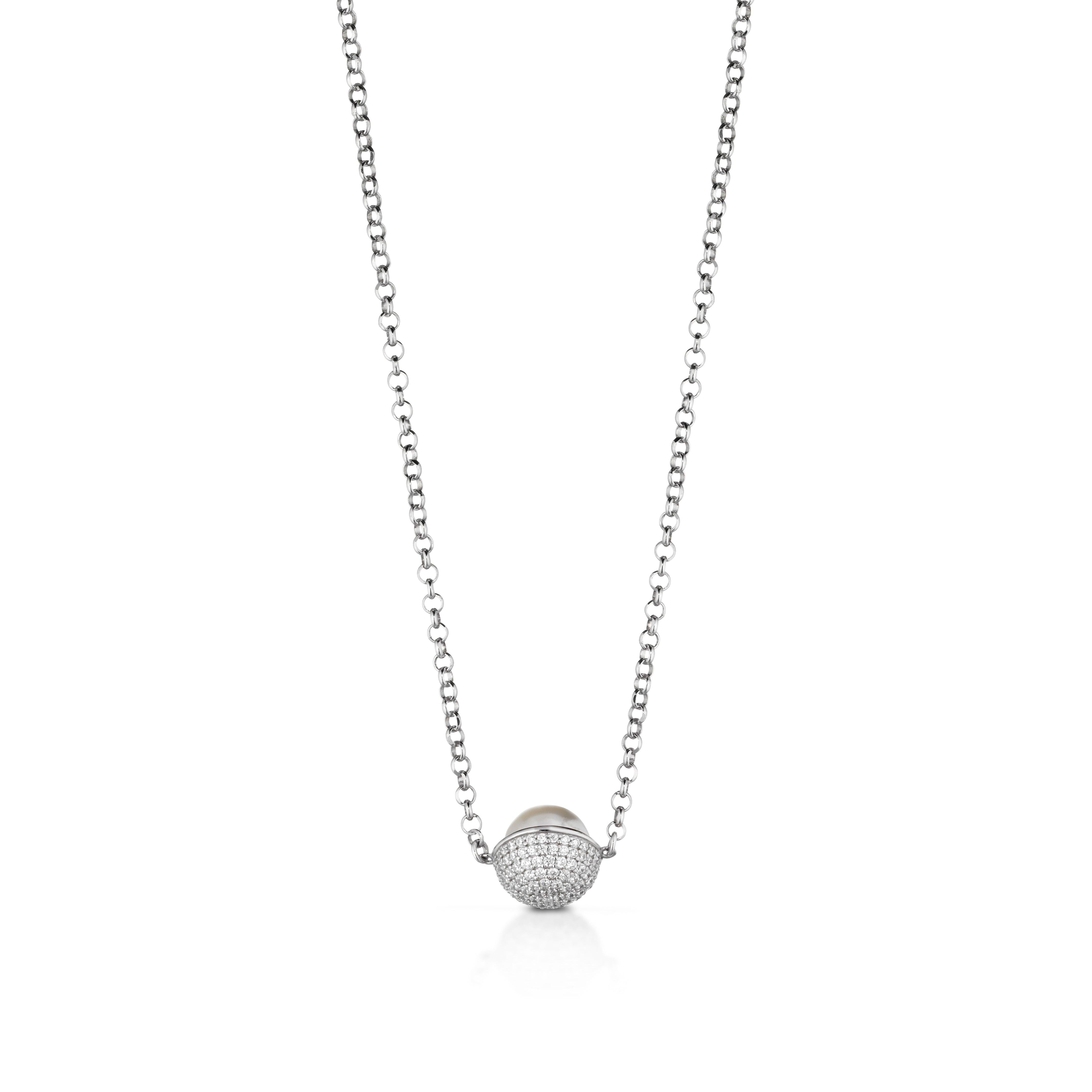 Collana in argento con perle e zirconi bianchi - Roberto Giannotti